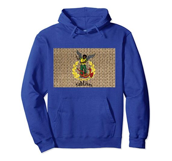YahLives sackcloth print Christian Pullover Hoodie royal blue front